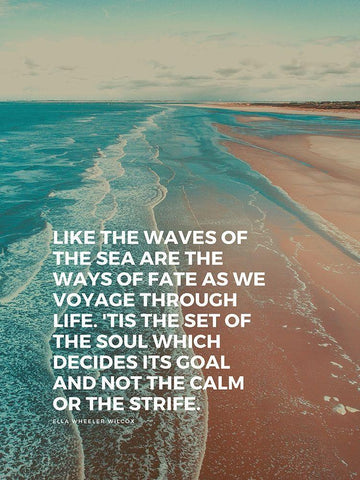Ella Wheeler Wilcox Quote: The Waves of the Sea White Modern Wood Framed Art Print with Double Matting by ArtsyQuotes
