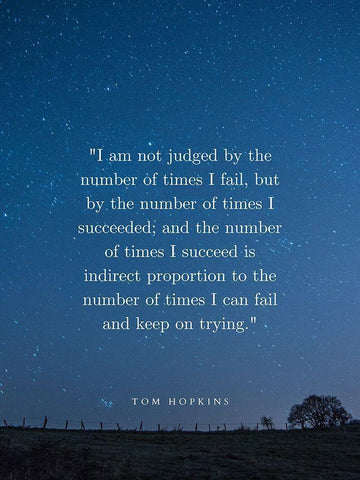 Tom Hopkins Quote: I Succeed White Modern Wood Framed Art Print with Double Matting by ArtsyQuotes