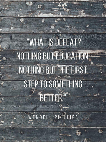 Wendell Phillips Quote: Education White Modern Wood Framed Art Print with Double Matting by ArtsyQuotes
