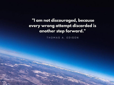 Thomas Edison Quote: Not Discouraged White Modern Wood Framed Art Print with Double Matting by ArtsyQuotes