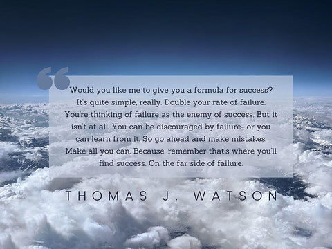 Thomas J. Watson Quote: Formula for Success White Modern Wood Framed Art Print with Double Matting by ArtsyQuotes