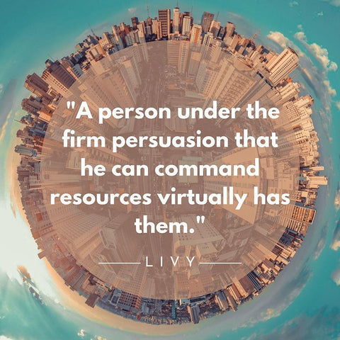 Livy Quote: Firm Persuasion White Modern Wood Framed Art Print with Double Matting by ArtsyQuotes