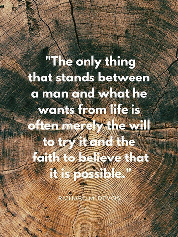 Richard M. DeVos Quote: What He Wants Black Ornate Wood Framed Art Print with Double Matting by ArtsyQuotes