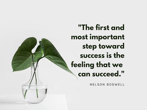 Nelson Boswell Quote: Most Important Step White Modern Wood Framed Art Print with Double Matting by ArtsyQuotes