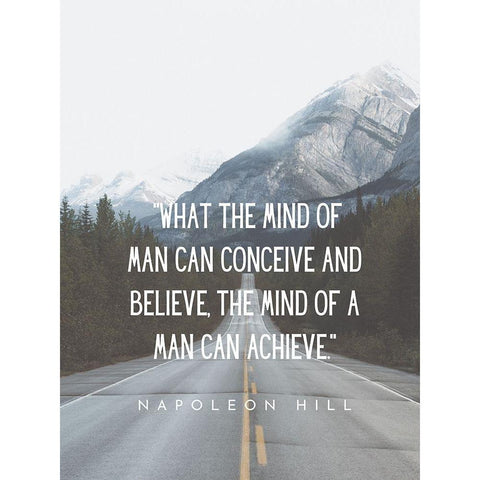 Napolean Hill Quote: Conceive and Believe Black Modern Wood Framed Art Print with Double Matting by ArtsyQuotes