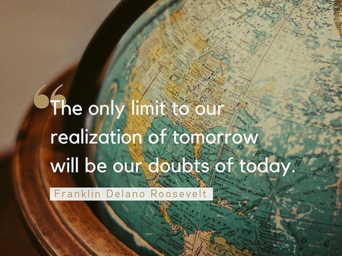 Franklin Delano Roosevelt Quote: Doubts of Today White Modern Wood Framed Art Print with Double Matting by ArtsyQuotes