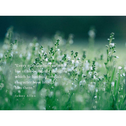 James Allen Quote: Law of His Being White Modern Wood Framed Art Print by ArtsyQuotes
