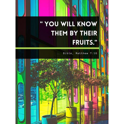 Bible Verse Quote Matthew 7:16 White Modern Wood Framed Art Print by ArtsyQuotes