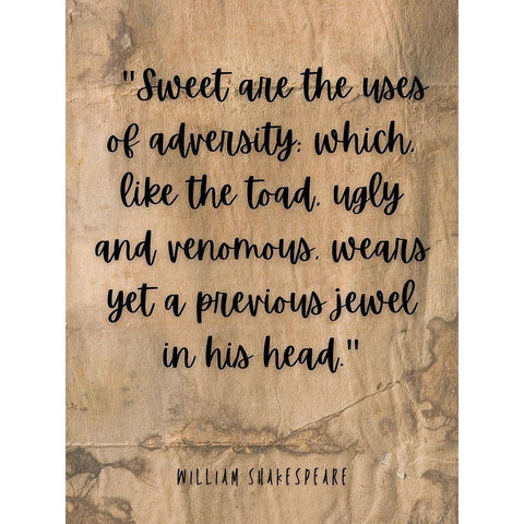 William Shakespeare Quote: Ugly and Venomous Gold Ornate Wood Framed Art Print with Double Matting by ArtsyQuotes