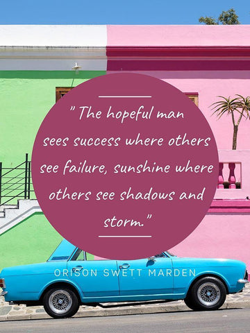 Orison Swett Marden Quote: The Hopeful Man White Modern Wood Framed Art Print with Double Matting by ArtsyQuotes