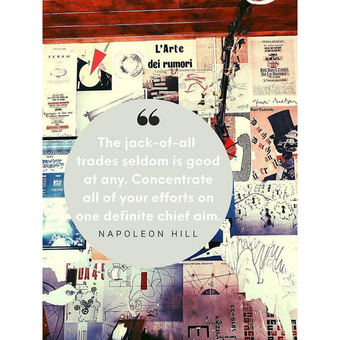 Napoleon Hill Quote: Jack of All Trades Black Modern Wood Framed Art Print by ArtsyQuotes
