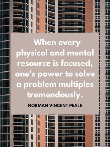 Norman Vincent Peale Quote: Focused White Modern Wood Framed Art Print with Double Matting by ArtsyQuotes