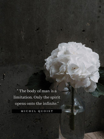 Michel Quoist Quote: The Body of Man Black Modern Wood Framed Art Print by ArtsyQuotes