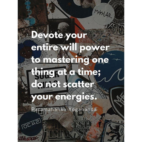 Paramahansa Yogananda Quote: Mastering One Thing Gold Ornate Wood Framed Art Print with Double Matting by ArtsyQuotes