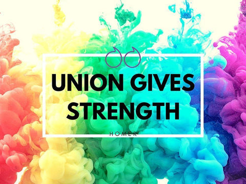 Homer Quote: Union Gives Strength White Modern Wood Framed Art Print with Double Matting by ArtsyQuotes