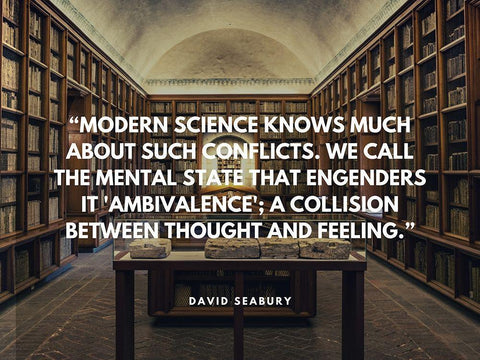 David Seabury Quote: Modern Science White Modern Wood Framed Art Print with Double Matting by ArtsyQuotes