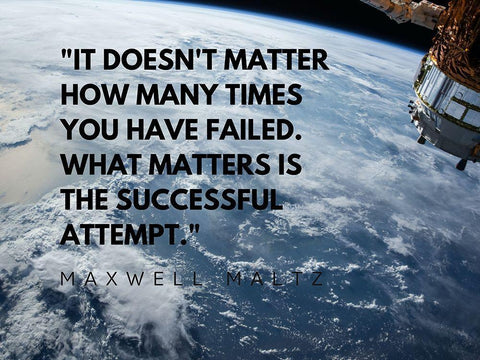 Mawell Maltz Quote: Successful Attempt White Modern Wood Framed Art Print with Double Matting by ArtsyQuotes