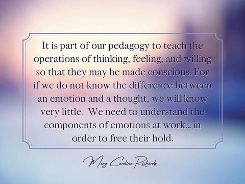 Mary Caroline Richards Quote: Operations of Thinking White Modern Wood Framed Art Print with Double Matting by ArtsyQuotes