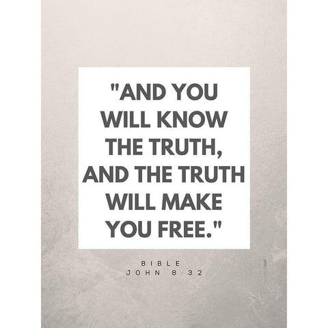Bible Verse Quote John 8:32 White Modern Wood Framed Art Print by ArtsyQuotes