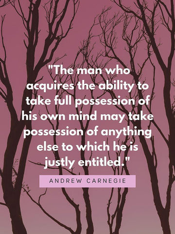 Andrew Carnegie Quote: Possession White Modern Wood Framed Art Print with Double Matting by ArtsyQuotes