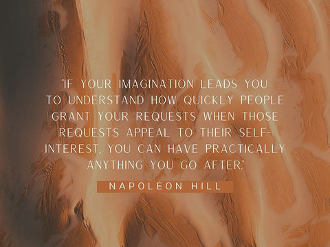 Napoleon Hill Quote: Your Imagination White Modern Wood Framed Art Print with Double Matting by ArtsyQuotes