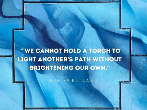 Ben Sweetland Quote: Torch to Light White Modern Wood Framed Art Print with Double Matting by ArtsyQuotes