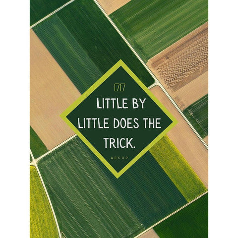 Aesop Quote: Little by Little White Modern Wood Framed Art Print by ArtsyQuotes