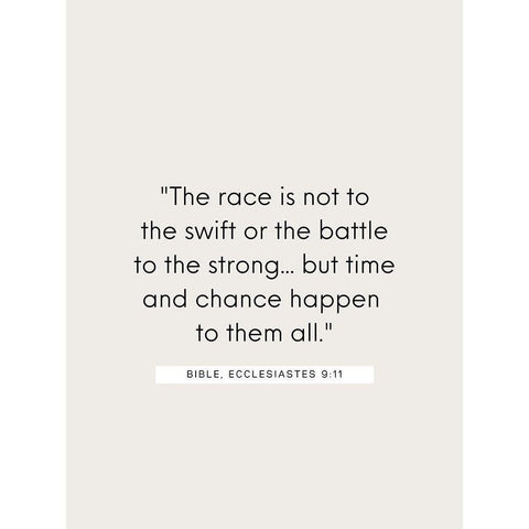 Bible Verse Quote ECCLESIASTES 9:11 Black Modern Wood Framed Art Print by ArtsyQuotes