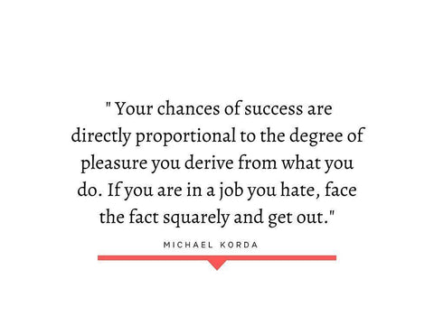 Michael Korda Quote: Degree of Pleasure White Modern Wood Framed Art Print with Double Matting by ArtsyQuotes