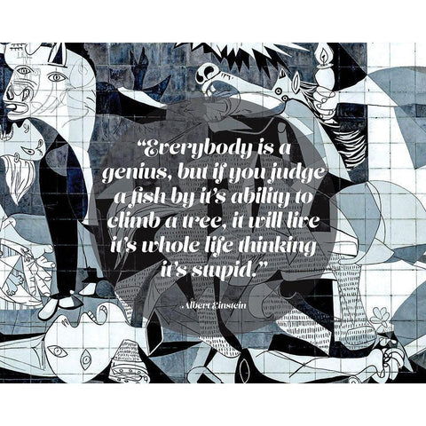 Albert Einstein Quote: Genius (Picasso Guernica) Black Modern Wood Framed Art Print with Double Matting by ArtsyQuotes