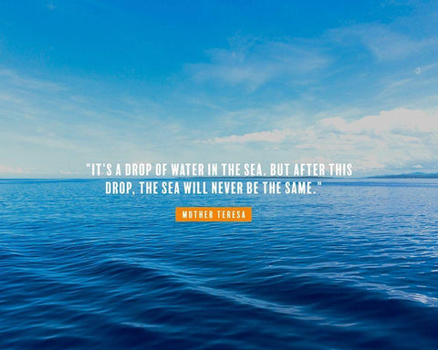 Mother Teresa Quote: Drop of Water White Modern Wood Framed Art Print with Double Matting by ArtsyQuotes