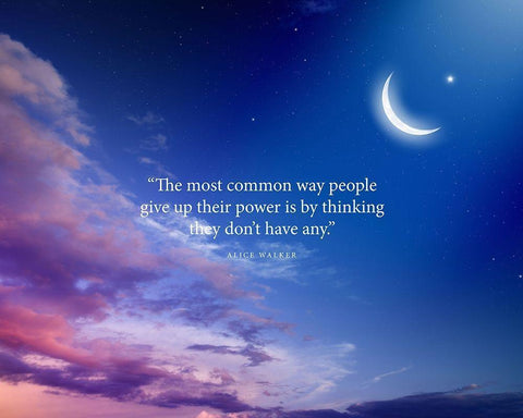 Alice Walker Quote: Give Up Power White Modern Wood Framed Art Print with Double Matting by ArtsyQuotes
