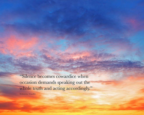 Mahatma Gandhi Quote: Silence White Modern Wood Framed Art Print with Double Matting by ArtsyQuotes