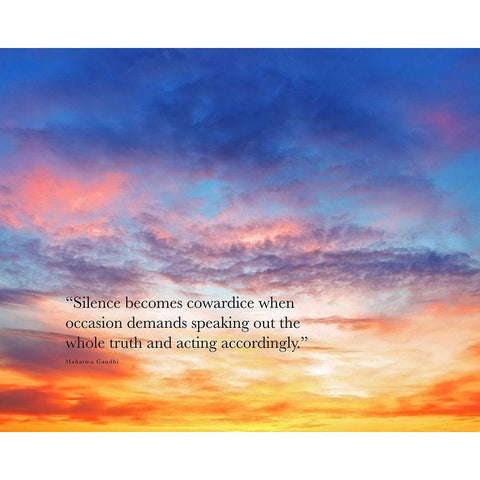 Mahatma Gandhi Quote: Silence Gold Ornate Wood Framed Art Print with Double Matting by ArtsyQuotes