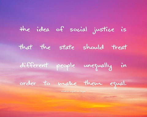 Friedrich August von Hayek Quote: Social Justice White Modern Wood Framed Art Print with Double Matting by ArtsyQuotes