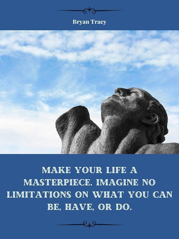 Bryan Tracy Quote: Masterpiece White Modern Wood Framed Art Print with Double Matting by ArtsyQuotes