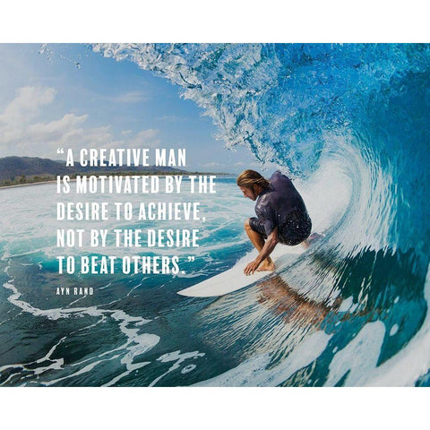 Ayn Rand Quote: Creative Man Black Modern Wood Framed Art Print by ArtsyQuotes