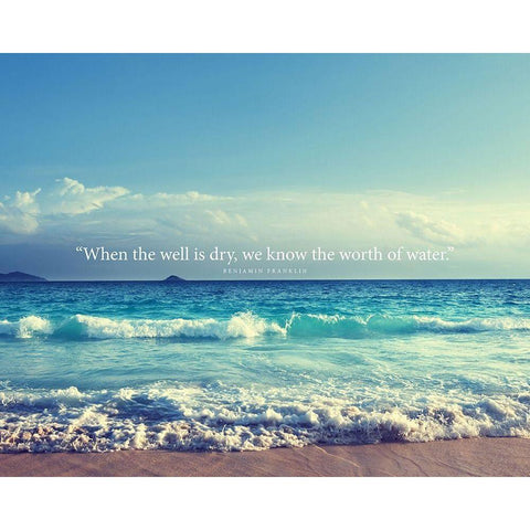 Benjamin Franklin Quote: Worth of Water Black Modern Wood Framed Art Print by ArtsyQuotes