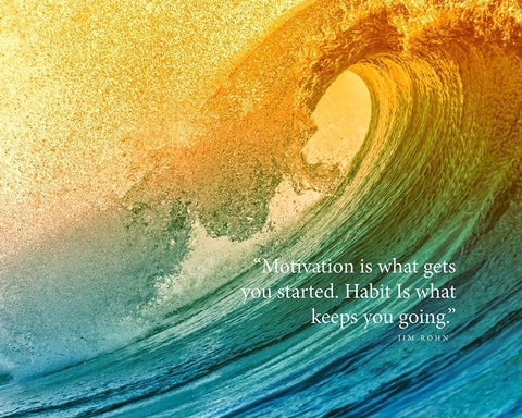Jim Rohn Quote: Habit Keeps You Going White Modern Wood Framed Art Print with Double Matting by ArtsyQuotes