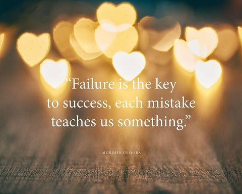 Moriher Ueshiba Quote: Key to Success White Modern Wood Framed Art Print with Double Matting by ArtsyQuotes