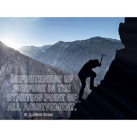 W. Clement Stone Quote: Purpose White Modern Wood Framed Art Print by ArtsyQuotes