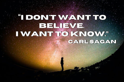 Carl Sagan Quote: I Want to Know White Modern Wood Framed Art Print with Double Matting by ArtsyQuotes
