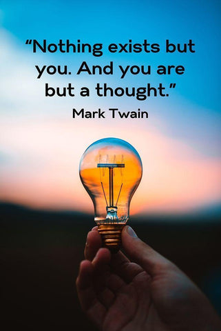 Mark Twain Quote: You are but a Thought White Modern Wood Framed Art Print with Double Matting by ArtsyQuotes