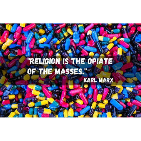 Karl Marx Quote: Religion White Modern Wood Framed Art Print by ArtsyQuotes