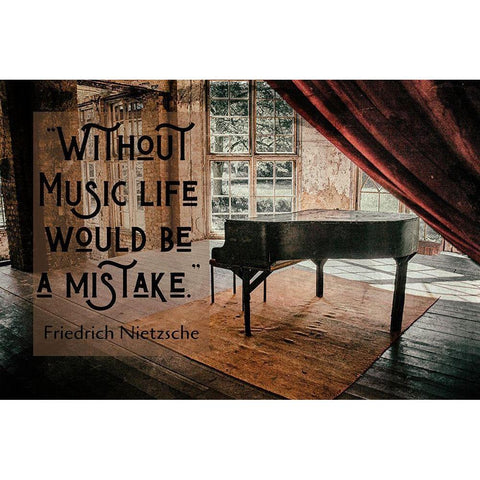 Friedrich Nietzsche Quote: Without Music Black Modern Wood Framed Art Print with Double Matting by ArtsyQuotes