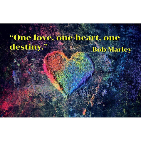 Bob Marley Quote: One Love Black Modern Wood Framed Art Print with Double Matting by ArtsyQuotes