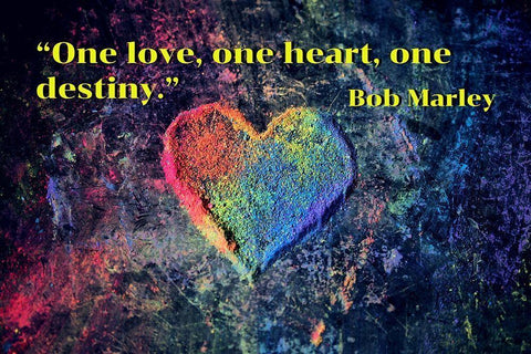 Bob Marley Quote: One Love White Modern Wood Framed Art Print with Double Matting by ArtsyQuotes