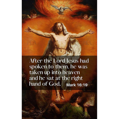 Bible Verse Quote Mark 16:19, Jan Matejko - Ascension of Christ Gold Ornate Wood Framed Art Print with Double Matting by ArtsyQuotes