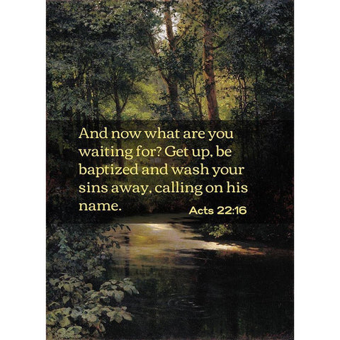 Bible Verse Quote Acts 22:16, Grigoriy Myasoyedov - Creek in the Forest White Modern Wood Framed Art Print by ArtsyQuotes