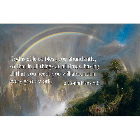Bible Verse Quote 2 Corinthians 9:8, Frederic Edwin Church - Rainy Season in the Tropics I White Modern Wood Framed Art Print by ArtsyQuotes